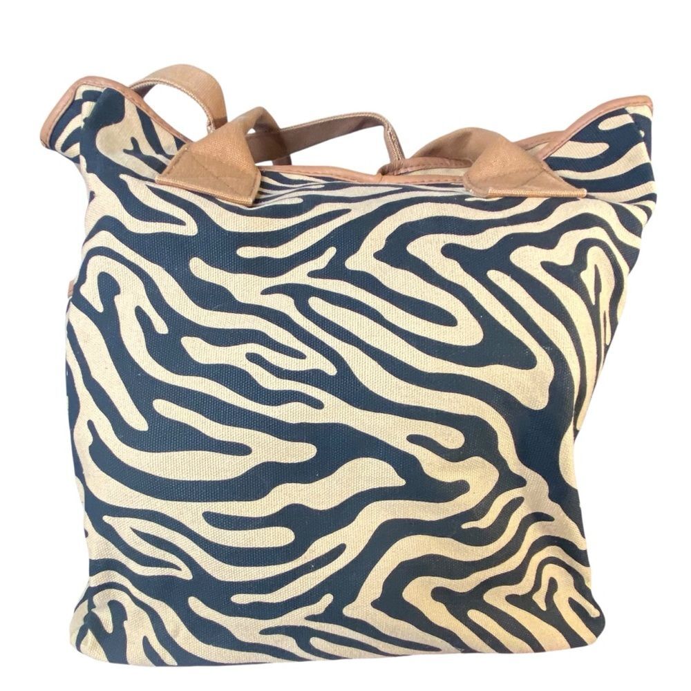 Canvas Tote Animal Print Sturdy Dual Handle Multiple Pockets Roomy Craft Bag - Picture 6 of 12